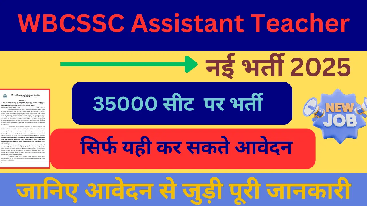 You are currently viewing WBCSSC Assistant Teacher Recruitment 2025: 35 हजार पदों पर होगी भर्ती, जानिए कौन कर सकता आवेदन