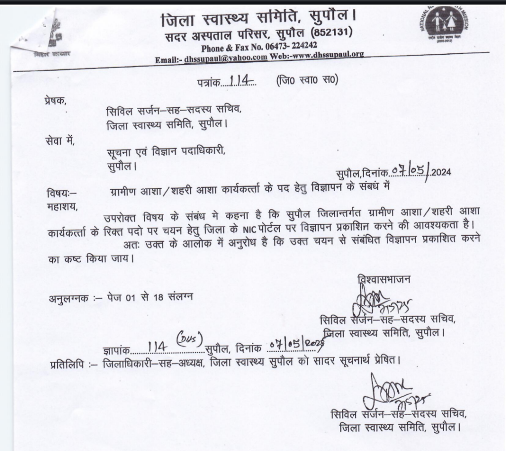 Bihar aasha Bharti 2025