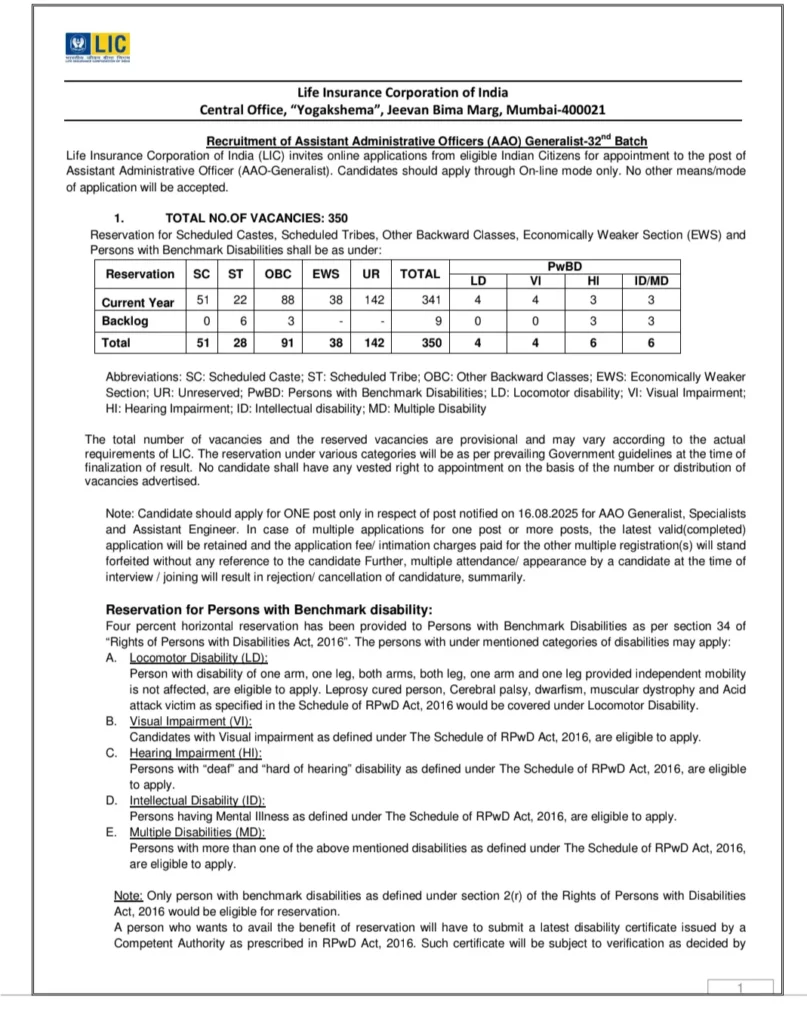 LIC AAO bharti 2025