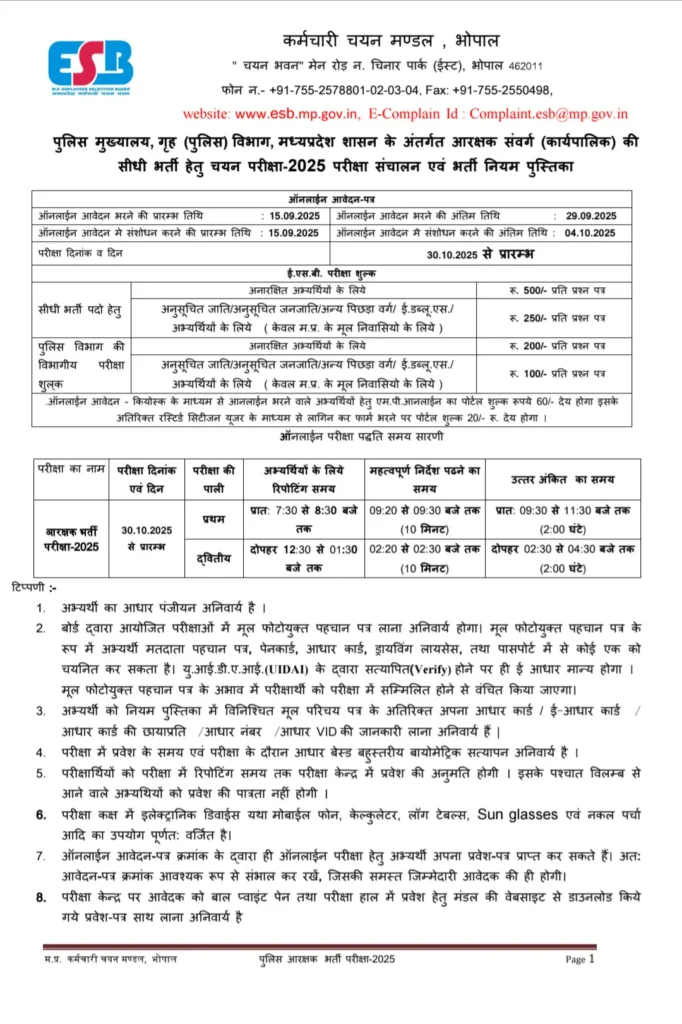 MP Police Constable Bharti 2025